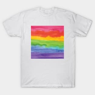 Abstract Watercolor Painted Stripes Rainbow T-Shirt